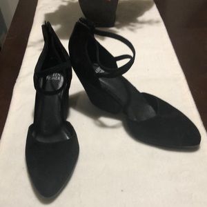 Eileen Fisher Black Suede Cross Ankle Shoes